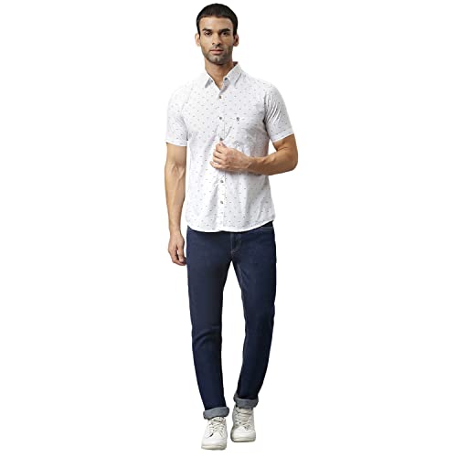 Thomas Scott Men's Printed Slim Fit 100% Cotton Casual Shirt with Half Sleeve Pure White - Image 2