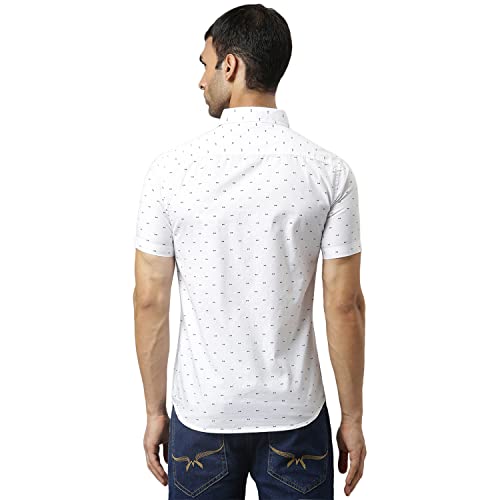 Thomas Scott Men's Printed Slim Fit 100% Cotton Casual Shirt with Half Sleeve Pure White - Image 3