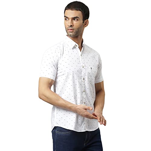 Thomas Scott Men's Printed Slim Fit 100% Cotton Casual Shirt with Half Sleeve Pure White - Image 5