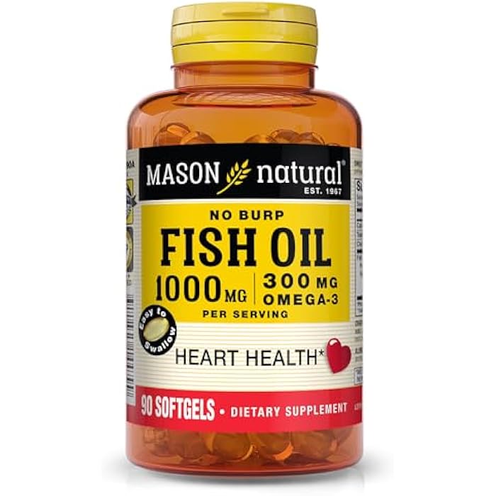 MASON NATURAL Omega 3 Fish Oil, 45,Day Supply, 1000mg with EPA and DHA for Joint Support, 90 Softgels (Pack of 1) - Image 1