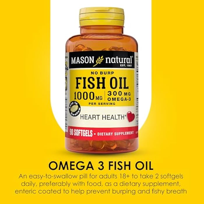 MASON NATURAL Omega 3 Fish Oil, 45,Day Supply, 1000mg with EPA and DHA for Joint Support, 90 Softgels (Pack of 1) - Image 4