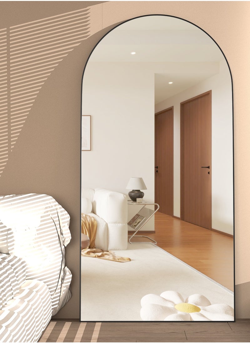 Generic - Full Length Mirror 180x80cm Arch Floor Mirror with Stand Arched Mirror Full Body Mirror Black Standing Hanging or Leaning Against Wall for Bedroom - Image 1
