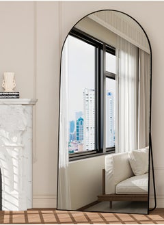 Generic Full Length Mirror 180x80cm Arch Floor Mirror with Stand Arched Mirror Full Body Mirror Black Standing Hanging or Leaning Against Wall for Bedroom  - Image 1