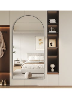 Generic Full Length Mirror 180x80cm Arch Floor Mirror with Stand Arched Mirror Full Body Mirror Black Standing Hanging or Leaning Against Wall for Bedroom  - Image 3