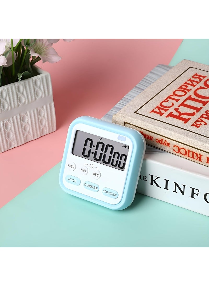 HEVIR - HEVIR Digital Kitchen Timer with Large LCD Display Countdown Stopwatch with Magnetic Back Flashing Light and Retractable Stand Perfect for Cooking Baking Studying and Classroom Use White - Image 1