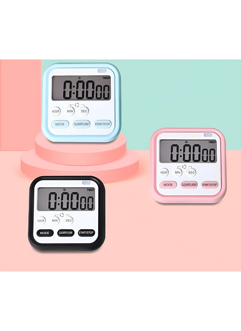 HEVIR - HEVIR Digital Kitchen Timer with Large LCD Display Countdown Stopwatch with Magnetic Back Flashing Light and Retractable Stand Perfect for Cooking Baking Studying and Classroom Use White - Image 1