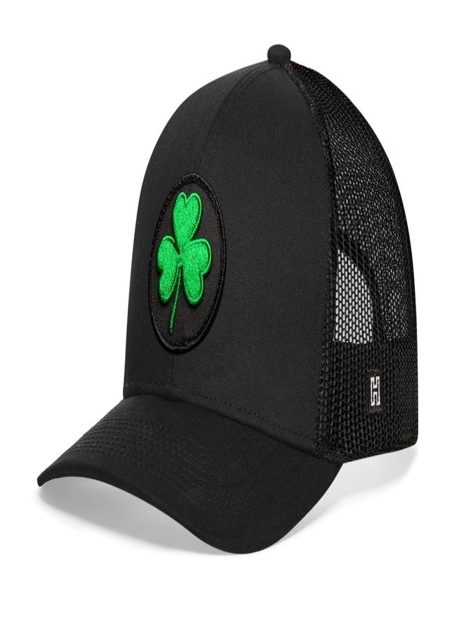 HAKA Shamrock Black Trucker Hat – Shamrock Mesh Snapback Cap for Men, Women & Golf, Lucky Charm Design Baseball Dad Hat - Image 2