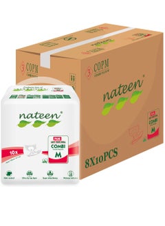 nateen Nateen Combi Plus Incontinence Adult Diaper,Medium,Waist Size 95-125cm,80 Count Adult Diapers,with Super Absorbent Layer, Leak Guard,Disposable Underwear for Men&Women-1900ml Absorbency.  - Image 1
