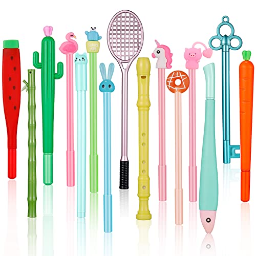 Chuangdi 15 Pcs Cartoon Cute Pens for Girls Fun Cool Bulk Funny Unicorn Cactus Kawaii Novelty Animal Fancy Cute Gel Ink Pens Funny Gift for Students Teens Classroom Reward - Image 1