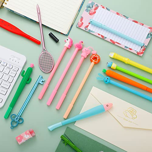 Chuangdi 15 Pcs Cartoon Cute Pens for Girls Fun Cool Bulk Funny Unicorn Cactus Kawaii Novelty Animal Fancy Cute Gel Ink Pens Funny Gift for Students Teens Classroom Reward - Image 4