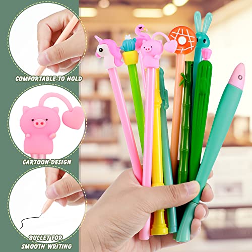 Chuangdi 15 Pcs Cartoon Cute Pens for Girls Fun Cool Bulk Funny Unicorn Cactus Kawaii Novelty Animal Fancy Cute Gel Ink Pens Funny Gift for Students Teens Classroom Reward - Image 3