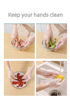 Generic Hand Gloves 100 pcs clear disposable Cooking Gloves food grade glove for Potluck Partys  - Image 4