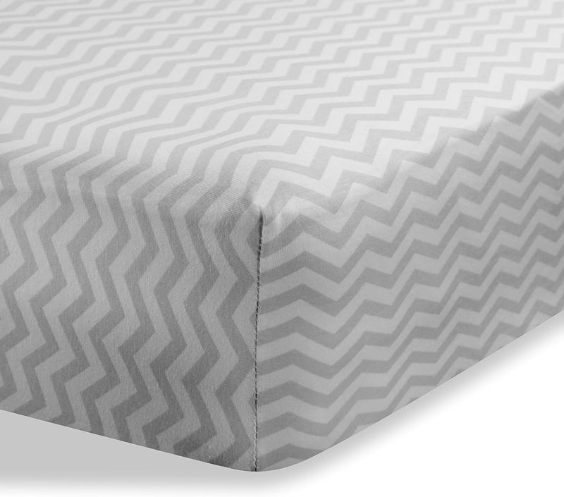 Jersey Cotton Knit Cradle Sheets - Ultra Soft Cradle Sheets Fitted 18" x 36" for Boys Girls Baby - Universal - Snug Fitted 6" Deep Pocket - Cotton - 18"x36" (Zigzag Grey)