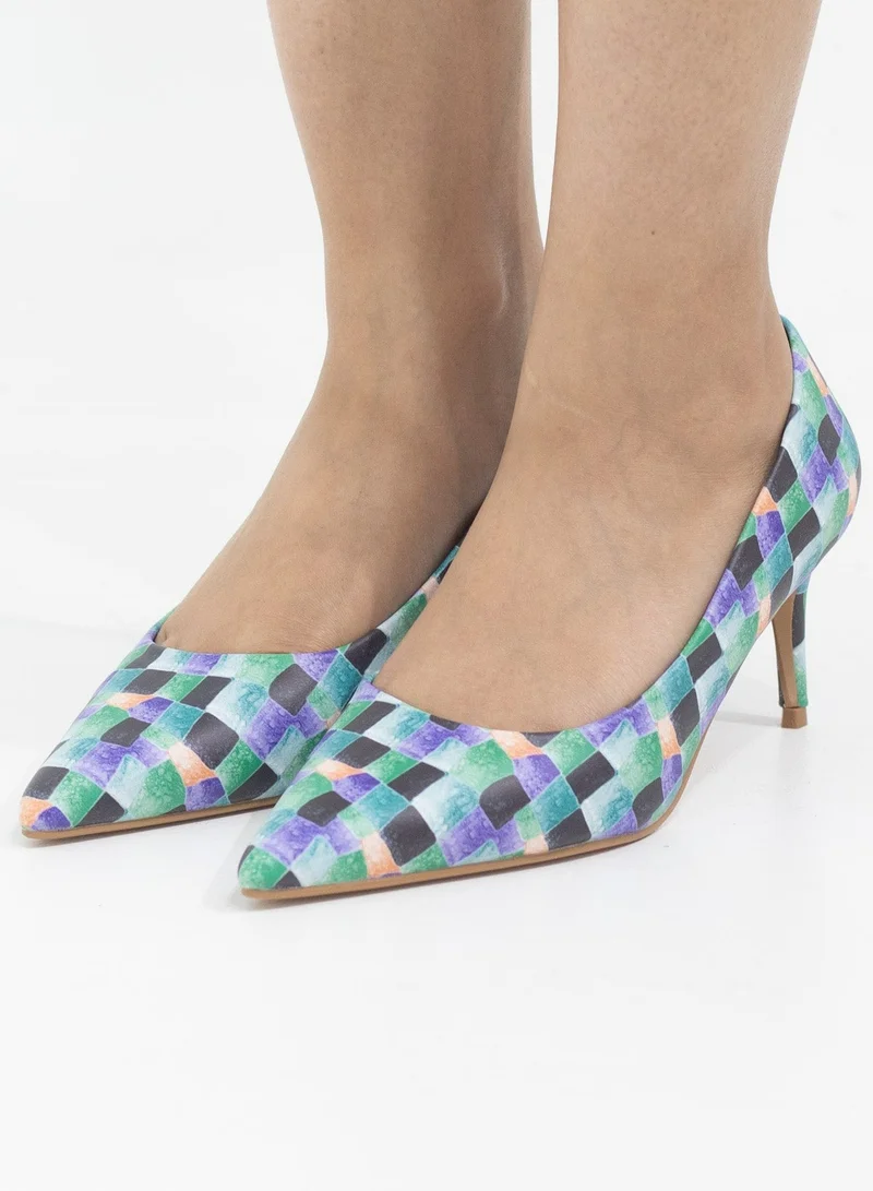 LAMARAPARIS Banu 7cm heel multi colored pointy court blue