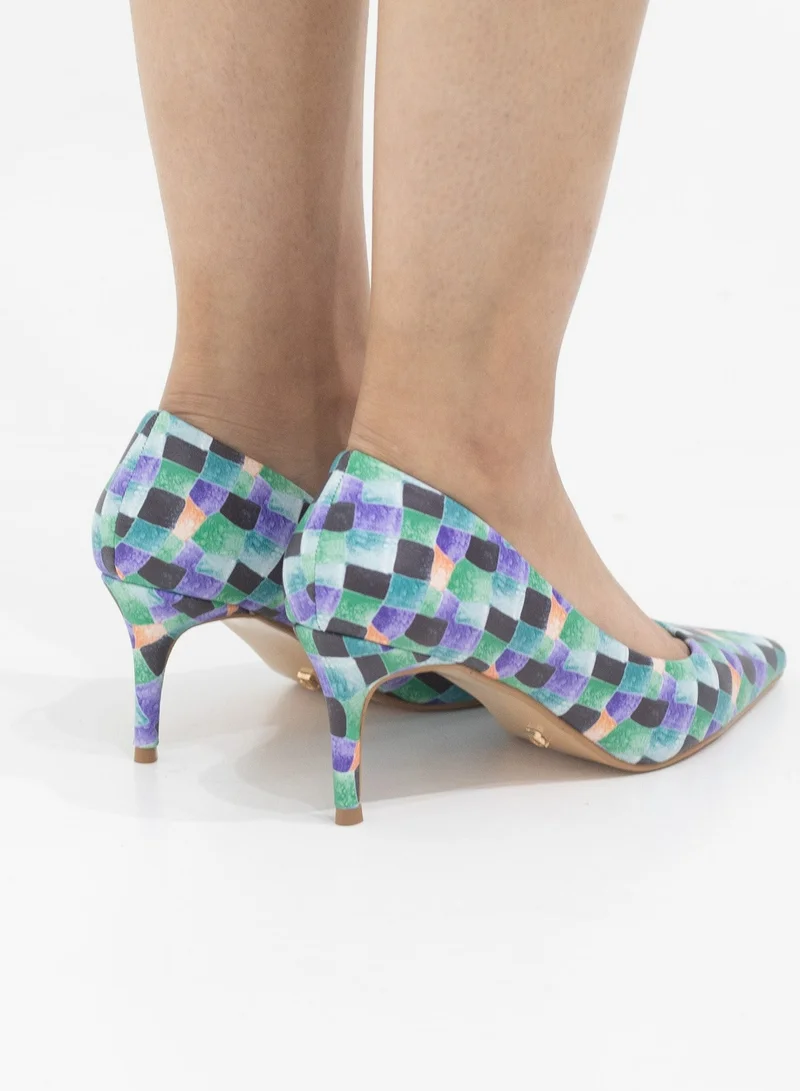 LAMARAPARIS Banu 7cm heel multi colored pointy court blue