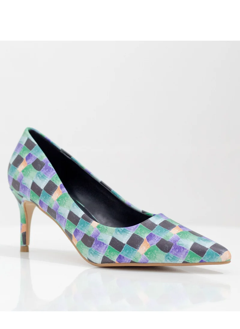 LAMARAPARIS Banu 7cm heel multi colored pointy court blue