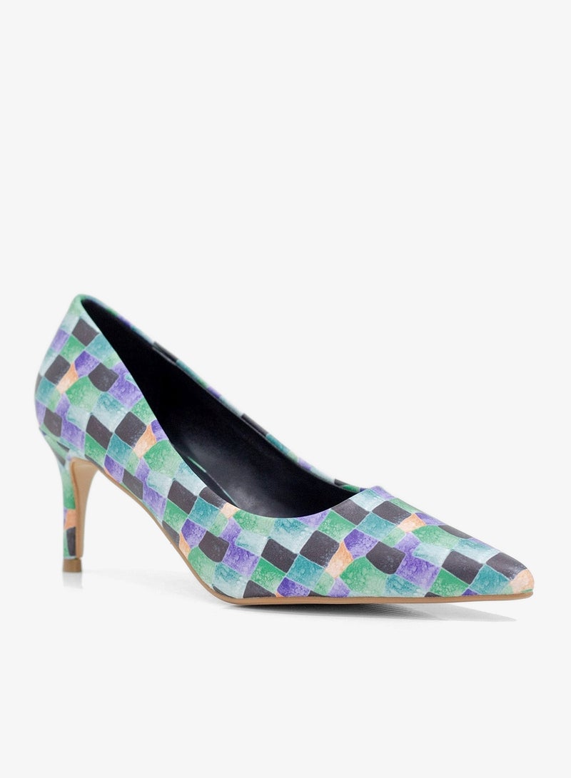 LAMARAPARIS Banu 7cm heel multi colored pointy court blue - Image 1