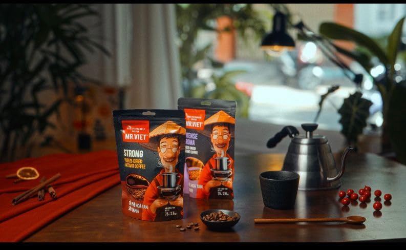 MR.VIET Vietnamese Coffee Combo Strong Freeze Dried Instant Coffee and Intense Aroma freeze dried Imported from Vietnam | Zip Lock Pack 75G X 2-150GM Perfect For Gifting To Your Loved Ones - Image 2
