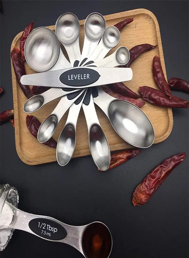 vigor path Set of 7 Stainless Steel Magnetic Measuring Spoons Set with Leveler - Stackable Tablespoon Measure Spoon for Baking and Cooking, Kitchen Gadgets for Apartment Essentials (Black) - Image 3