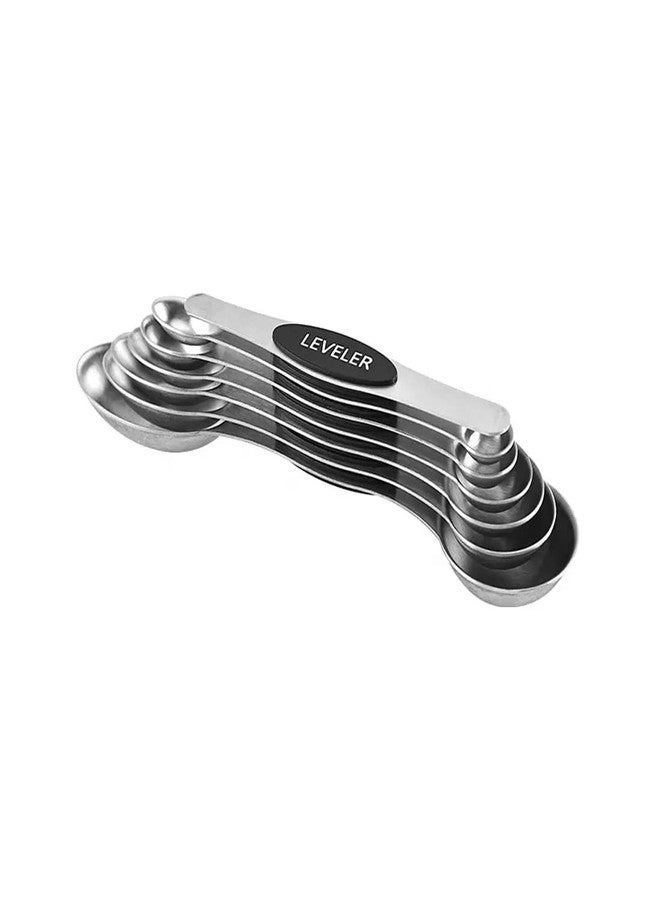 vigor path Set of 7 Stainless Steel Magnetic Measuring Spoons Set with Leveler - Stackable Tablespoon Measure Spoon for Baking and Cooking, Kitchen Gadgets for Apartment Essentials (Black) - Image 4