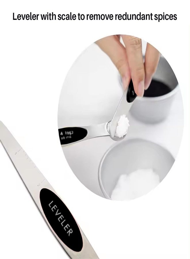 vigor path Set of 7 Stainless Steel Magnetic Measuring Spoons Set with Leveler - Stackable Tablespoon Measure Spoon for Baking and Cooking, Kitchen Gadgets for Apartment Essentials (Black) - Image 5