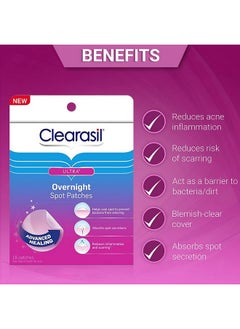 Clearasil Learasil Overnight Spot Patches Advanced Healing Hydrocolloid Acne Pimple Treatment Blemish Spot Stickers For Face 18 Count (Pack Of 4)  - Image 3