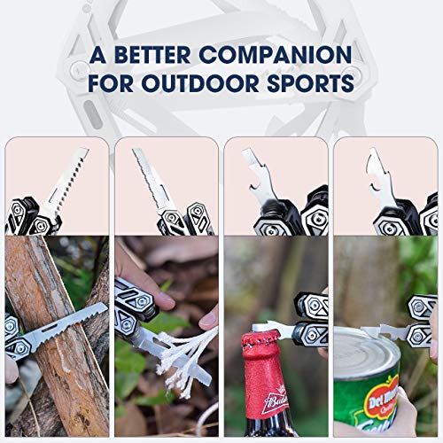 BIBURY Multitool Pliers, 21-in-1 Stainless Steel Pocket Knife with Screwdriver Sleeve, Foldable Safety Locking Design Multi Tool with Sheath for Survival, Camping, Fishing & Home Repair, Gift for Men - Image 3