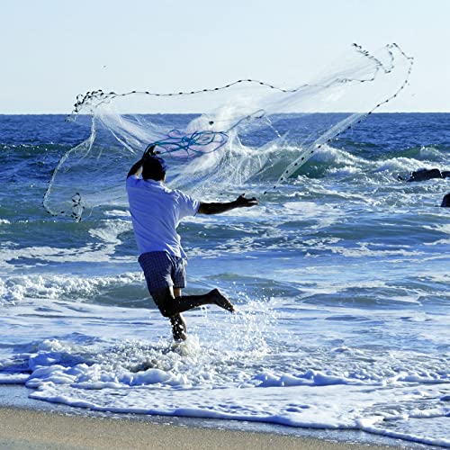 Goture American Fishing Cast Net,Casting Net Freshwater Saltwater for Bait Fish Shrimp Trap 3ft/4ft/6ft/7ft/8ft/10ft/12ft Radius 1/4 3/8inch Mesh Size,Throw Fishing Castnet with Needle Shuttle - Image 2