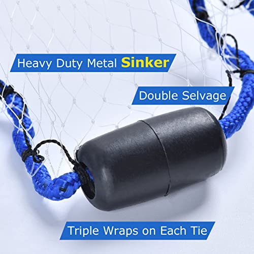 Goture American Fishing Cast Net,Casting Net Freshwater Saltwater for Bait Fish Shrimp Trap 3ft/4ft/6ft/7ft/8ft/10ft/12ft Radius 1/4 3/8inch Mesh Size,Throw Fishing Castnet with Needle Shuttle - Image 3