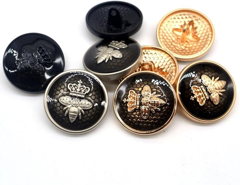 مات سيلفر 23 مم أزرار معدنية على شكل نحلة 10 قطع أزرار خياطة زينة برقائق للألبسة - Image 5