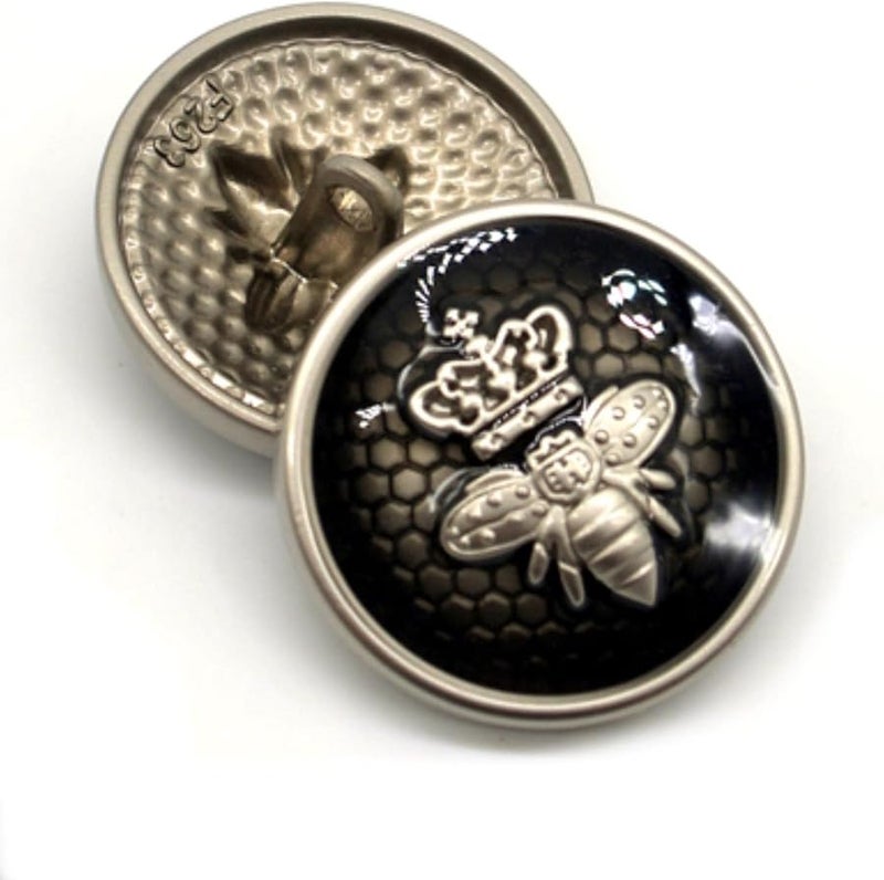 مات سيلفر 23 مم أزرار معدنية على شكل نحلة 10 قطع أزرار خياطة زينة برقائق للألبسة - Image 1