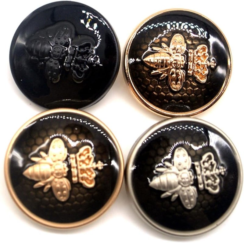 مات سيلفر 23 مم أزرار معدنية على شكل نحلة 10 قطع أزرار خياطة زينة برقائق للألبسة - Image 4