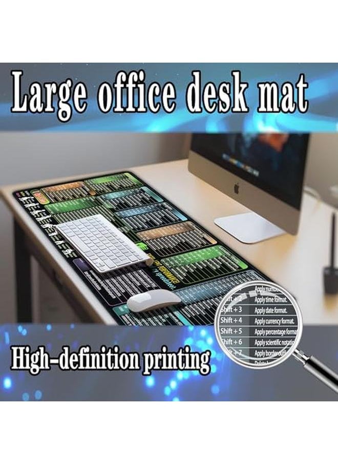 erorex - Excel Cheat Sheet Mouse Pad Extra Large Office Keyboard Shortcuts Mousepad Office Desk Accessories Desk Pad Computer Mouse Pad Pc Gaming Non Slip Xxl Desk Mat Excel Xxl - Image 1