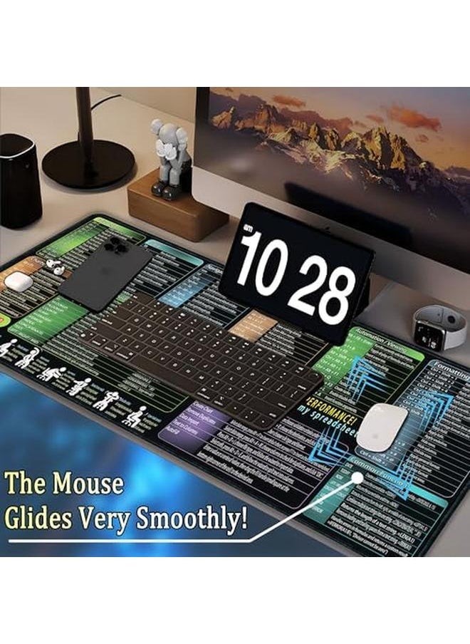 erorex - Excel Cheat Sheet Mouse Pad Extra Large Office Keyboard Shortcuts Mousepad Office Desk Accessories Desk Pad Computer Mouse Pad Pc Gaming Non Slip Xxl Desk Mat Excel Xxl - Image 1