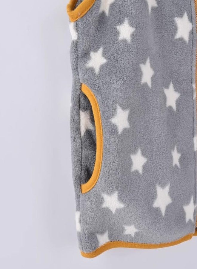 warmstraw Boys Girls Warm Winter Vests Cute Soft Zip-up Fleece Waistcoat Jackets with Pockets Grey Star 4-5T - Image 5