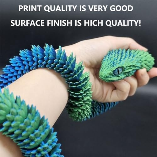 XFSAFDM 2 Pack 3D Printed Snake Toys, Snake 3D Printed Toys for Kids and Adults, Cool Desk Decor with Laser Purple and Green, PLA Material, Fantasy Themed Collectible, 30 * 3 * 3 Inches - Image 4