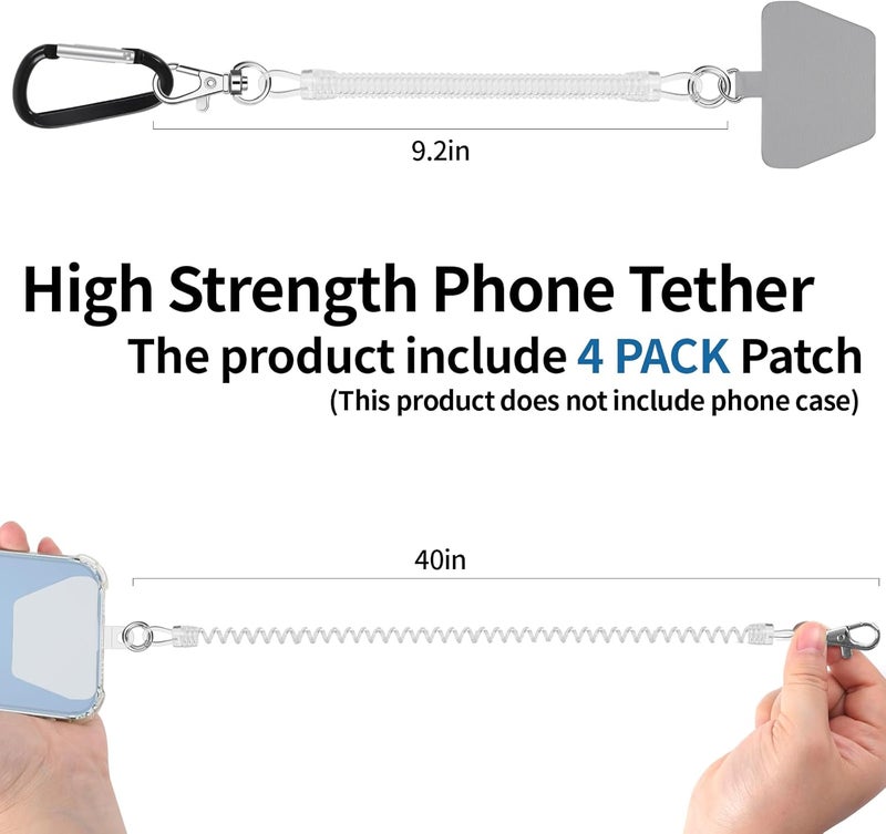 Doormoon Phone Lanyard Leash with 4 Patch, 2* Phone Tether, 4* Phone Tether Tab, 1* Carabiner for Climbing Outdoor Hiking Cycling Skiing Compatible for Smartphones Keys - Image 3