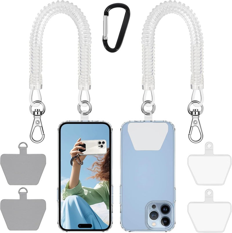 Doormoon Phone Lanyard Leash with 4 Patch, 2* Phone Tether, 4* Phone Tether Tab, 1* Carabiner for Climbing Outdoor Hiking Cycling Skiing Compatible for Smartphones Keys - Image 1