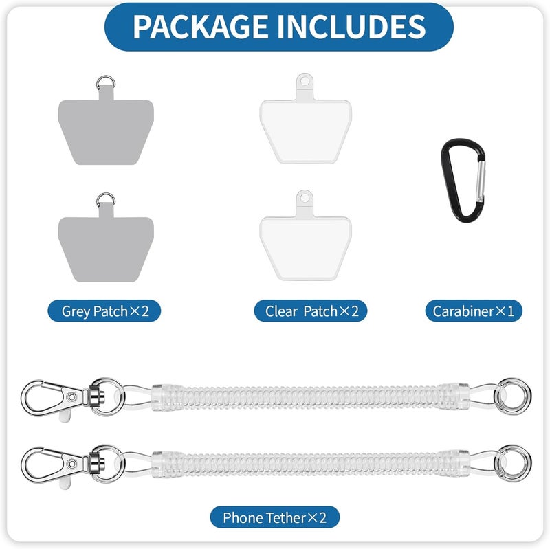 Doormoon Phone Lanyard Leash with 4 Patch, 2* Phone Tether, 4* Phone Tether Tab, 1* Carabiner for Climbing Outdoor Hiking Cycling Skiing Compatible for Smartphones Keys - Image 4
