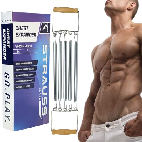 Strauss Chest Expander with 5 Springs | Adjustable Steel Springs with Steel Chrome Plating for Increased Resistance | Multi-Function, Lightweight, Portable & Compact - Image 1