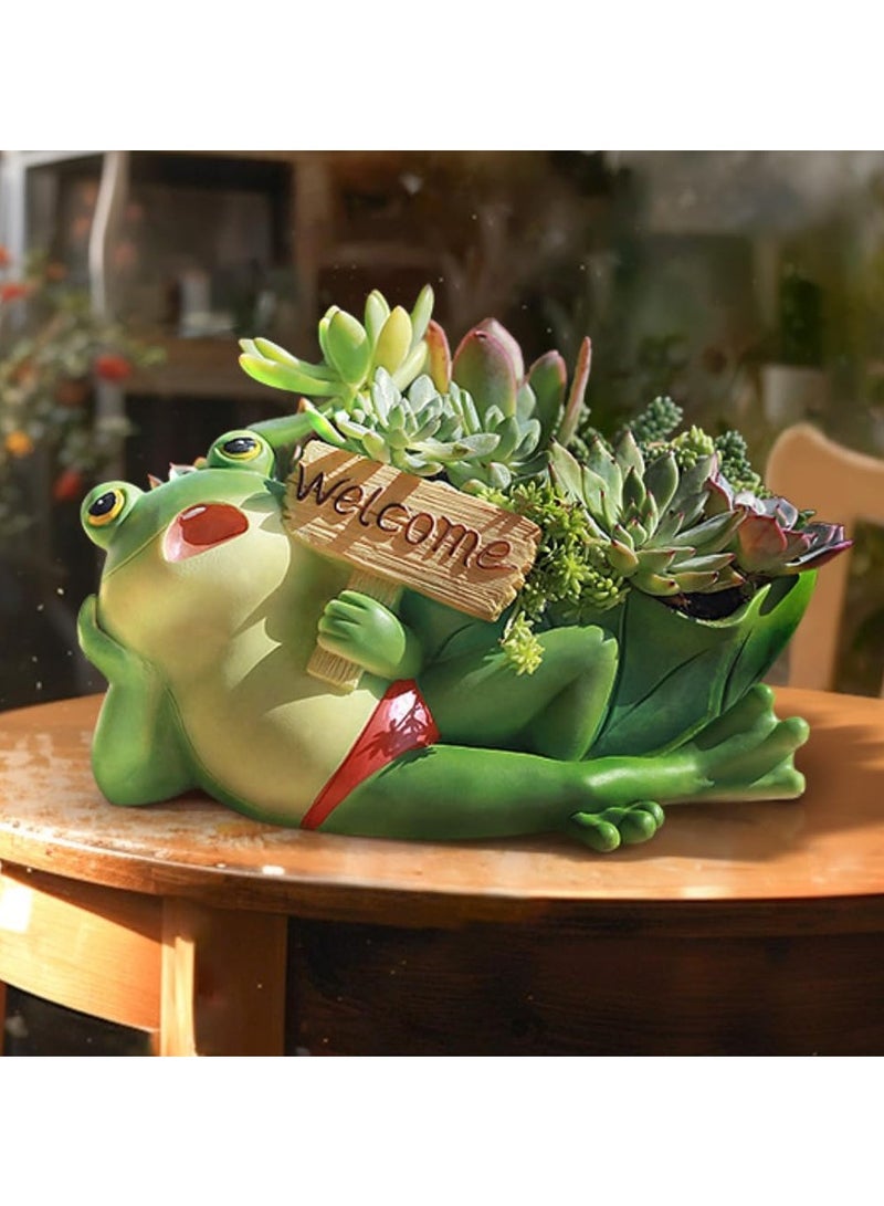 Succulent Plant Pots, Frog Succulent Plant Pots/Plant Pots/Flower Pots/Bonsai Pots, Suitable For Herbs, Succulents, Cactus Pen Holders, Suitable For Diy Micro Landscape Home Decoration (Frog Watching The Fun) - Image 4