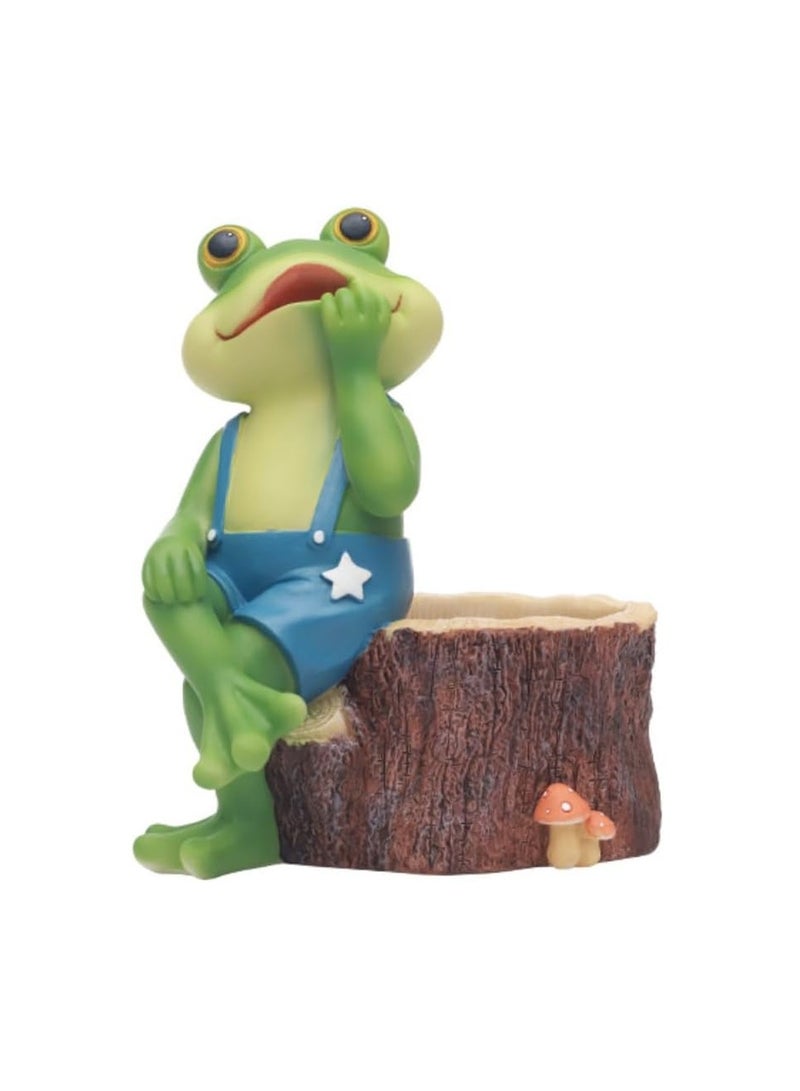 Succulent Plant Pots, Frog Succulent Plant Pots/Plant Pots/Flower Pots/Bonsai Pots, Suitable For Herbs, Succulents, Cactus Pen Holders, Suitable For Diy Micro Landscape Home Decoration (Frog Watching The Fun) - Image 1