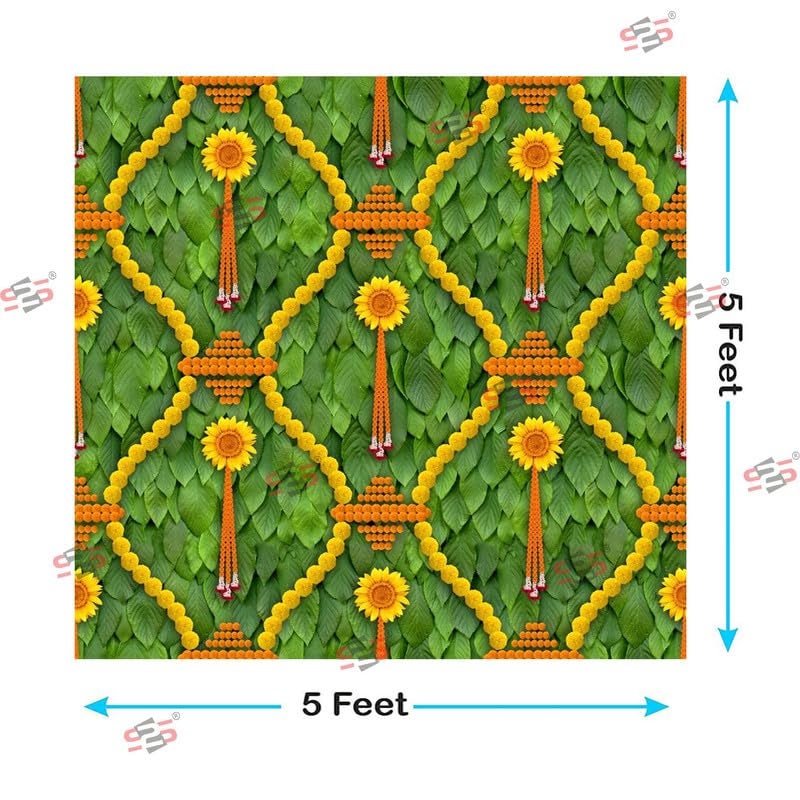 S2S Sun Flower Backdrop Cloth for Pooja Decoration Traditional, Background Decoration Cloth | Curtain Cloth for Festival, Functions & Ceremonies - (5 x 5 Feet) (Sun Flower) - Image 3