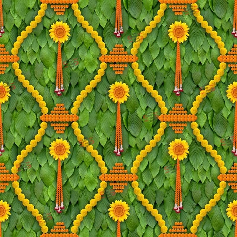 S2S Sun Flower Backdrop Cloth for Pooja Decoration Traditional, Background Decoration Cloth | Curtain Cloth for Festival, Functions & Ceremonies - (5 x 5 Feet) (Sun Flower) - Image 2