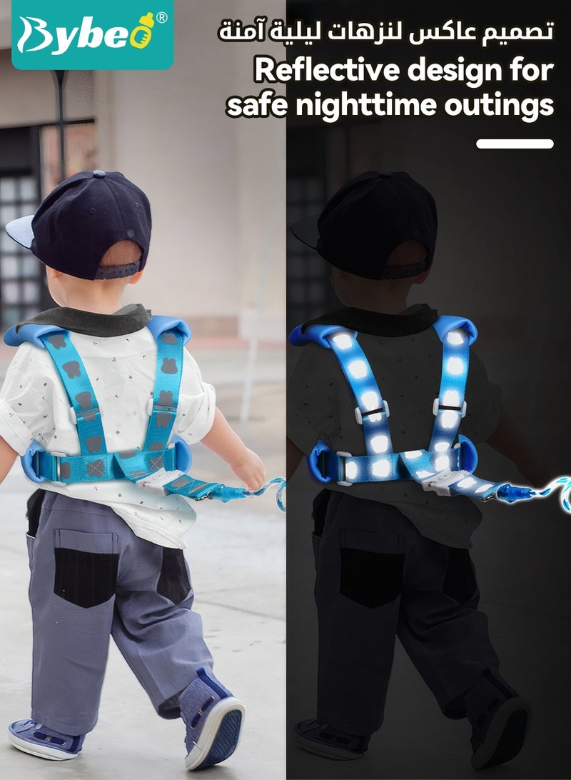 Bybeo 3-In-1 Toddler Harness Leash + Anti-Lost Wrist Link, Baby Safety Harness Walking Leash, Adjustable Wristband Strap Tether for Kids Walking Assistant, Reflective Child Walking Harness Assistant Strap for Parents Boys Girls Outdoor Activity - Image 3