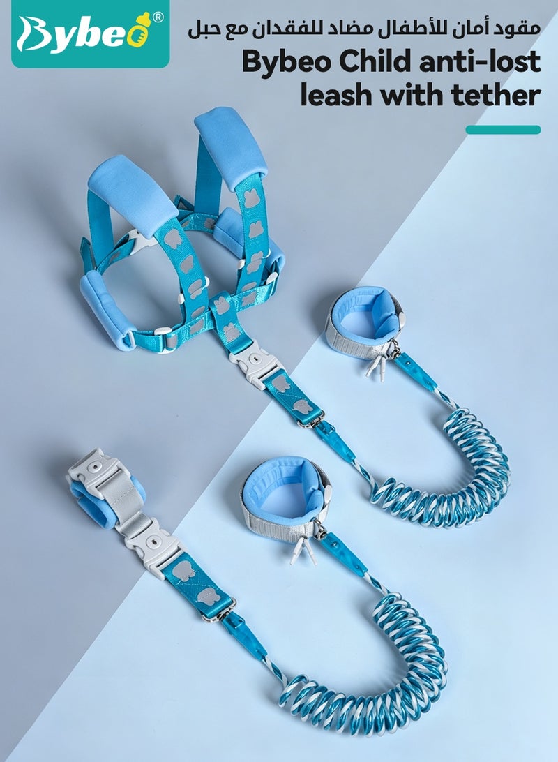 Bybeo 3-In-1 Toddler Harness Leash + Anti-Lost Wrist Link, Baby Safety Harness Walking Leash, Adjustable Wristband Strap Tether for Kids Walking Assistant, Reflective Child Walking Harness Assistant Strap for Parents Boys Girls Outdoor Activity - Image 2
