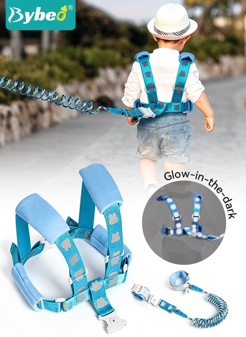 Bybeo 3-In-1 Toddler Harness Leash + Anti-Lost Wrist Link, Baby Safety Harness Walking Leash, Adjustable Wristband Strap Tether for Kids Walking Assistant, Reflective Child Walking Harness Assistant Strap for Parents Boys Girls Outdoor Activity - Image 1