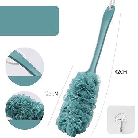 SHOPECOM Loofah Bath Brush Soft Nylon Sponge Back Scrubber Shower Brush With Long Handle Exfoliating Bath Brush For Cleanse Body Body Bath Brush for Women and Men Soft Nylon brush(pack of 1) - Image 3