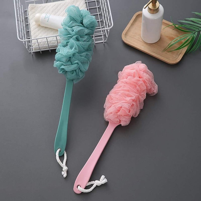 SHOPECOM Loofah Bath Brush Soft Nylon Sponge Back Scrubber Shower Brush With Long Handle Exfoliating Bath Brush For Cleanse Body Body Bath Brush for Women and Men Soft Nylon brush(pack of 1) - Image 2