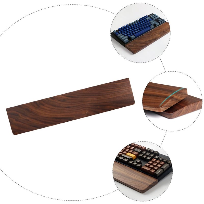 Solid Walnut Wood Keyboard Wrist Rest Pad 300x80mm Ergonomic Office Gaming Hand Support - Image 4